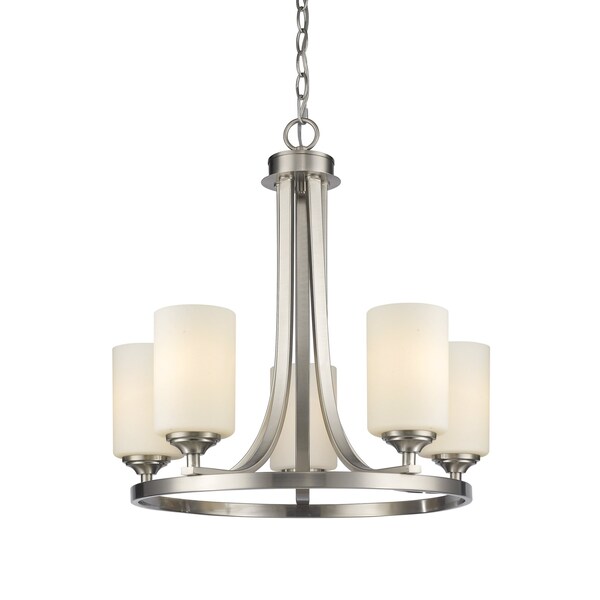 Z-Lite Bordeaux 5 Light Chandelier, Brushed Nickel & Matte Opal 435-5BN - main